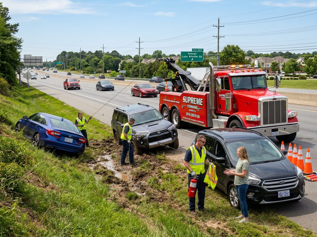 Ran Out of Gas, Stuck in Mud, or Trapped in a Ditch? Raleigh NC Drivers Trust Supreme Towing